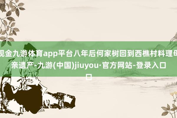 现金九游体育app平台八年后何家树回到西樵村料理母亲遗产-九游(中国)jiuyou·官方网站-登录入口